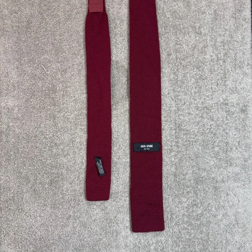 Jack Spade New York Mens Knit Tie Burgundy 100% Wool Made in Italy Square End